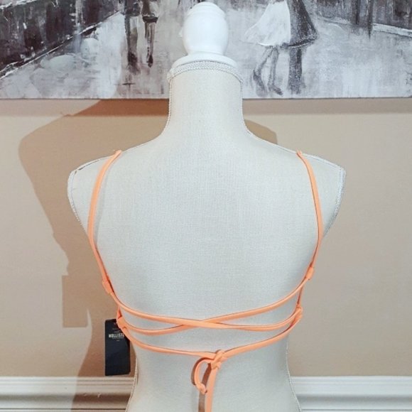 🆕 Hollister Orange Floral Bandeau Bikini Top, Swimsuit Top Sz S - Picture 4 of 4